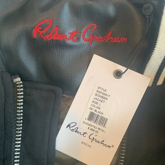Robert Graham Faux Suede Varsity Jacket NWT - Picture 7 of 9